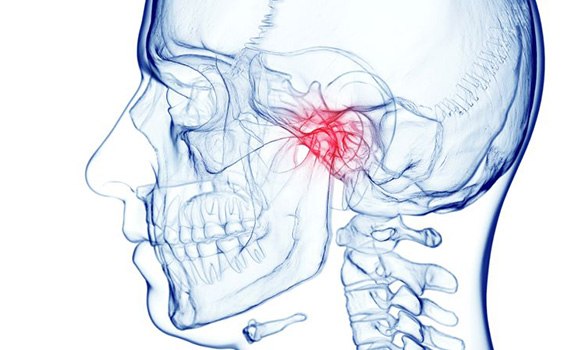 Illustration showing left temporomandibular joint